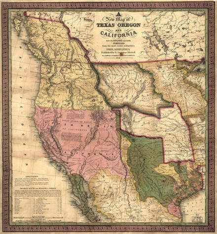 1846年美国西部地图描绘的西部边境 