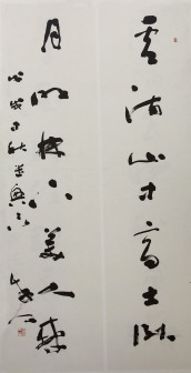 草书·对联 135x35cmx2 2018年书